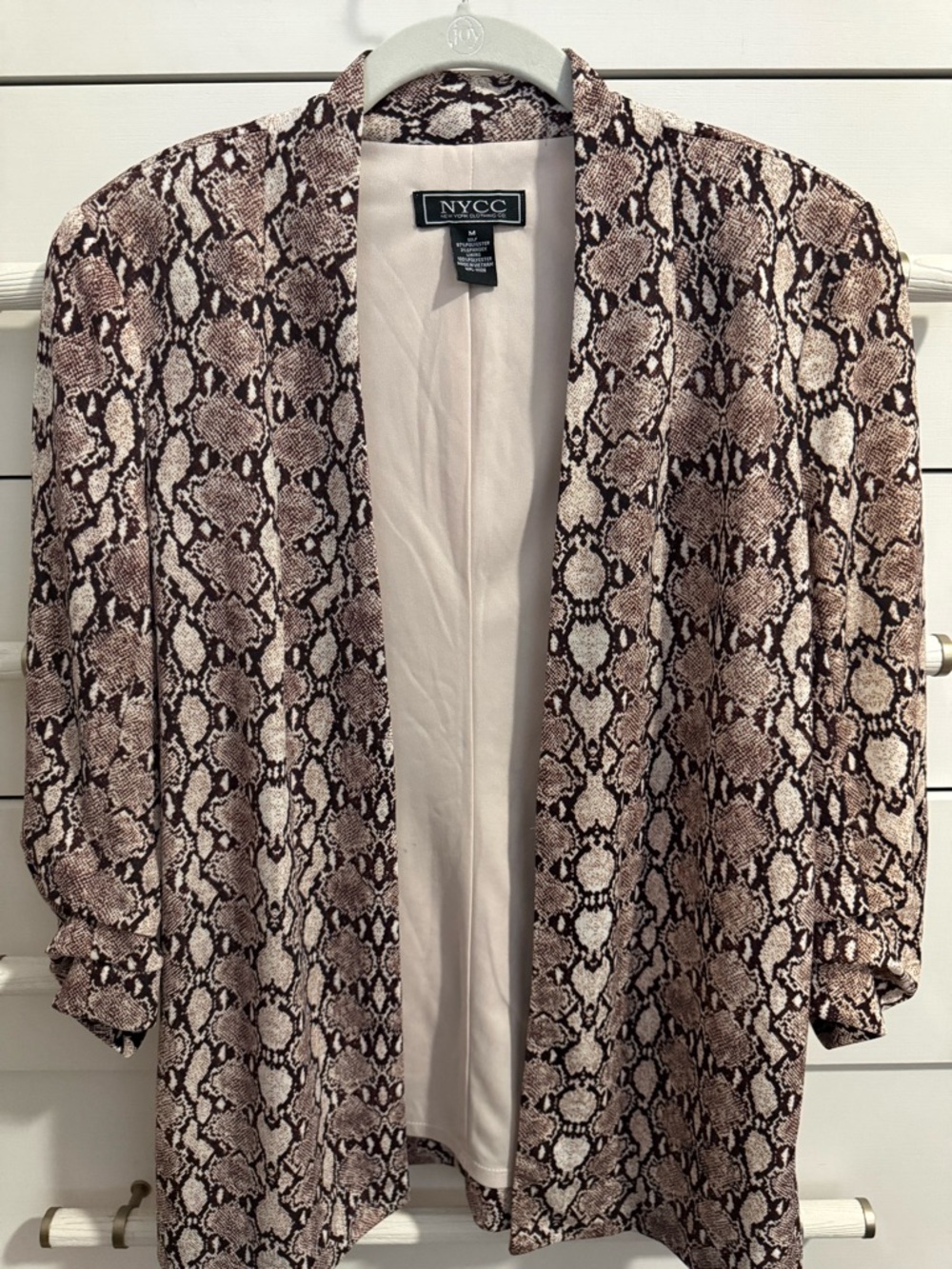 NYCC Women's Snake Print Open Blazer in Brown